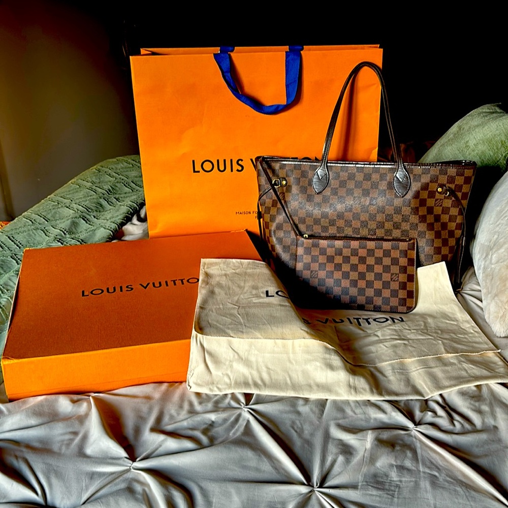 ‼️NF MM WITH POUCH‼️LV Neverfull MM ebene with pouch